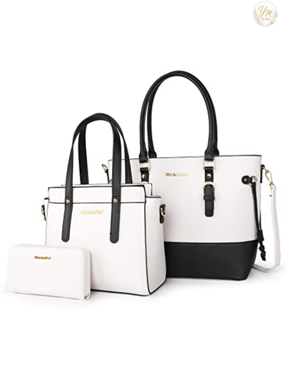 3-Piece Women's PU Leather Tote Bag, Satchel Handbag with Wallet Set,
